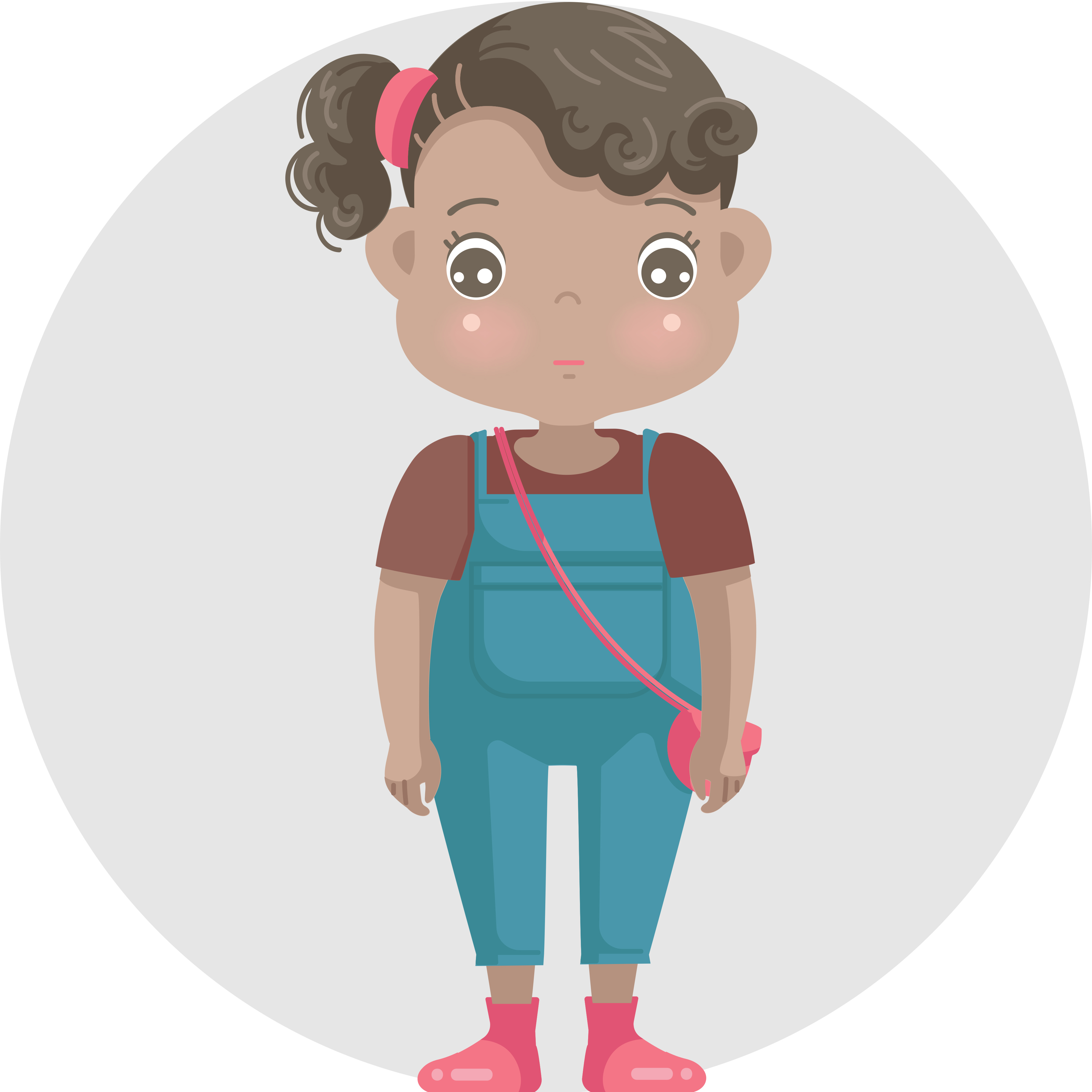 african little girl full body cartoon portrait of pretty african